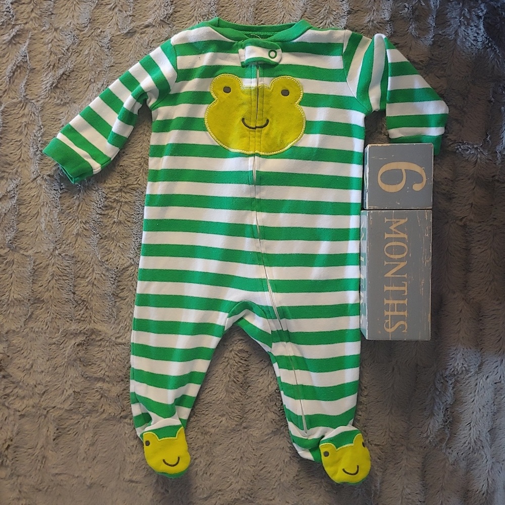 🐸Carter's Frog Sleeper green & white 3-6 months